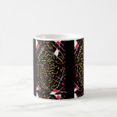 Schwarz mit gemischtfarbenem Muster, glänzend Kaffeetasse (Mittel)