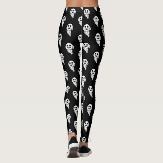 Schwarz mit Ghosts Halloween-Leggings Leggings (Rückseite)