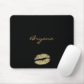 Schwarz mit Glitzer Kiss Lips Maus Pad Mousepad (Mit Mouse)