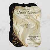 Schwarz mit Gold auf Champagner-Seide-Brautparty Einladung (Vorne/Hinten)