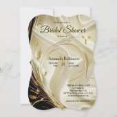 Schwarz mit Gold auf Champagner-Seide-Brautparty Einladung (Vorderseite)