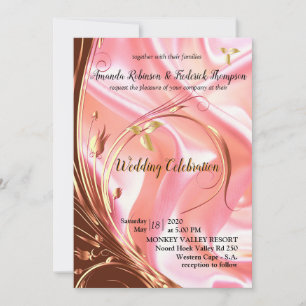 Schwarz mit Gold auf Champagner-Seide Hochzeit Einladung