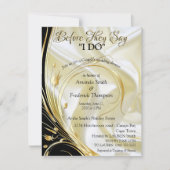 Schwarz mit Gold auf Champagner Seidendusche Einladung (Vorderseite)