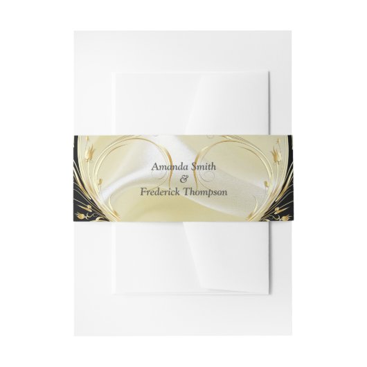 Schwarz mit Gold auf Champagner Silk Envelope Band (Vorderseite Beispiel)