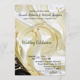 Schwarz mit Gold auf Champagner Silk Wedding Einladung