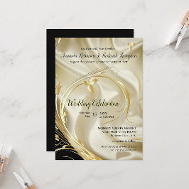 Schwarz mit Gold auf Champagner Silk Wedding Einladung