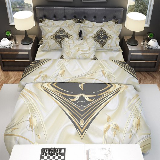 Schwarz mit Gold auf Champagner Silk Wedding Einladung