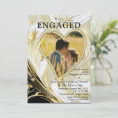 Schwarz mit Gold auf Champagnerseide Einladung (Stehend Vorderseite)