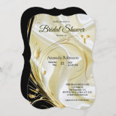 Schwarz mit Gold auf Champagnerseide Einladung (Vorne/Hinten)