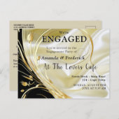 Schwarz mit Gold auf Champagnerseide Einladungspostkarte (Vorne/Hinten)