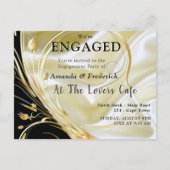 Schwarz mit Gold auf Champagnerseide Einladungspostkarte (Vorderseite)