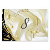 Schwarz mit Gold auf Champagnerseide Tischnummer (Vorderseite)