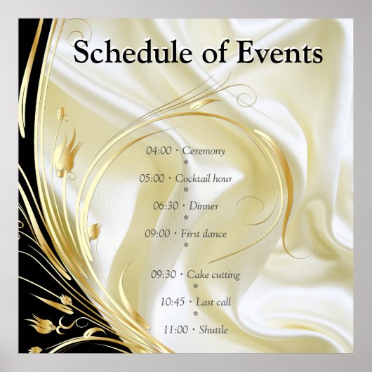 Schwarz mit Gold auf Seidenstruktur Poster (Vorne)