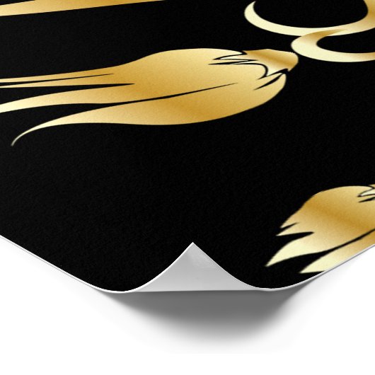 Schwarz mit Gold auf Seidenstruktur Poster (Ecke)