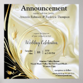 Schwarz mit Gold auf Seidenstruktur Poster (Vorne)