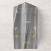 Schwarz mit Gold auf silber Textur Alles in einem All In One Einladung (Außenbereich)