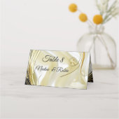 Schwarz mit Gold auf Silberstruktur Platzkarte (Vorderseite)