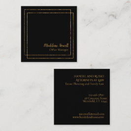 Schwarz mit Gold Foil Moderne minimalistisch Quadratische Visitenkarte