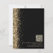 Schwarz mit Gold Glitzer QR Code Hochzeit Einladung (Rückseite)