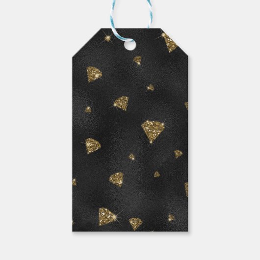 SCHWARZ MIT GOLD-GLITZER SCHAUEN DIAMONEN AUS. GESCHENKANHÄNGER (Vorderseite)