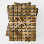 Schwarz mit Gold Herz Valentins Geschenkpapier Set (Beispiel)