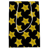 Schwarz mit Gold Hollywood Stars Happy Birthday Mittlere Geschenktüte (Vorderseite)