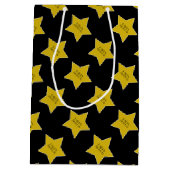 Schwarz mit Gold Hollywood Stars Happy Birthday Mittlere Geschenktüte (Rückseite)