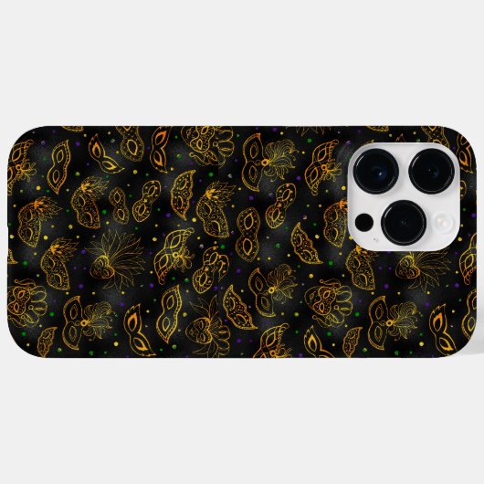 SCHWARZ MIT GOLD MARDI GRAS MASKS Case-Mate iPhone HÜLLE (Rückseite (Horizontal))