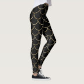 Schwarz mit Gold Scales Monogram Mermaid Leggings (Rechts)