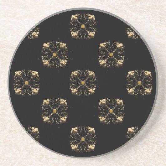 Schwarz mit Gold-Square-Akzenten Getränkeuntersetzer (Vorne)