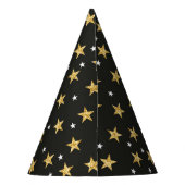 Schwarz mit Gold Stars Party Hat Partyhütchen (Rückseite)