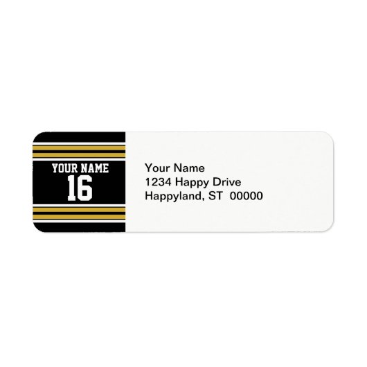 Schwarz mit Gold White Stripes Team Jersey (Vorne)