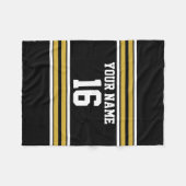 Schwarz mit Gold White Stripes Team Jersey Fleecedecke (Vorderseite (Horizontal))
