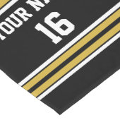 Schwarz mit Gold White Stripes Team Jersey Kurzer Tischläufer (Ecke)