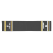 Schwarz mit Gold White Stripes Team Jersey Kurzer Tischläufer (Horizontal)