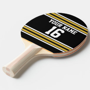 Schwarz mit Gold White Stripes Team Jersey Tischtennis Schläger