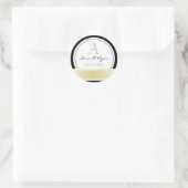 Schwarz mit Goldband und Monogramm Hochzeitsticker Runder Aufkleber (Tasche)