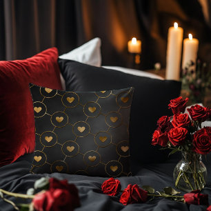 Schwarz mit goldenen Herzen Kissen