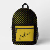 Schwarz mit goldenen Polka Dots Personalisiert Bedruckter Rucksack (Vorderseite)