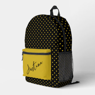 Schwarz mit goldenen Polka Dots Personalisiert Bedruckter Rucksack