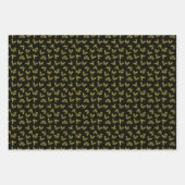 schwarz mit goldenen Schmetterlingen Geschenkpapier Set (Vorderseite)