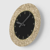 Schwarz mit goldener Glitzer Textur drucken Große Wanduhr (Winkel)