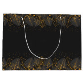 Schwarz mit goldener Leaf-Grenze Große Geschenktüte (Rückseite)