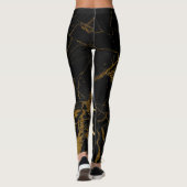 Schwarz mit goldfarbenem Marmormuster Leggings (Rückseite)