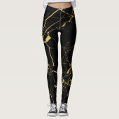 Schwarz mit goldfarbenem Marmormuster Leggings (Vorderseite)