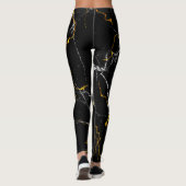 Schwarz mit goldfarbenem Marmormuster Leggings (Rückseite)