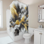 Schwarz mit goldfarbenem, modernen Abstrakten Dusc Duschvorhang (Beispiel)