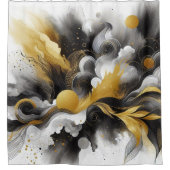 Schwarz mit goldfarbenem, modernen Abstrakten Dusc Duschvorhang (Vorderseite)