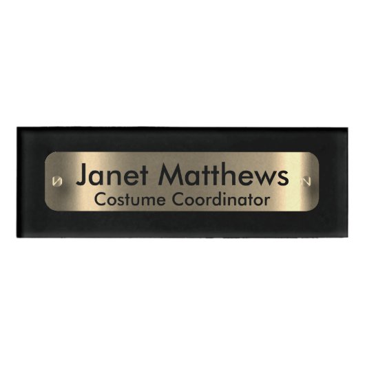 Schwarz mit Goldlabel - Personalisiert Namenschild (Vorderseite)