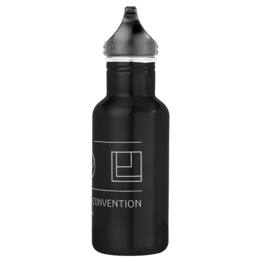 Schwarz mit grauem dekonstruiertem Logo Edelstahlflasche (Rechts)